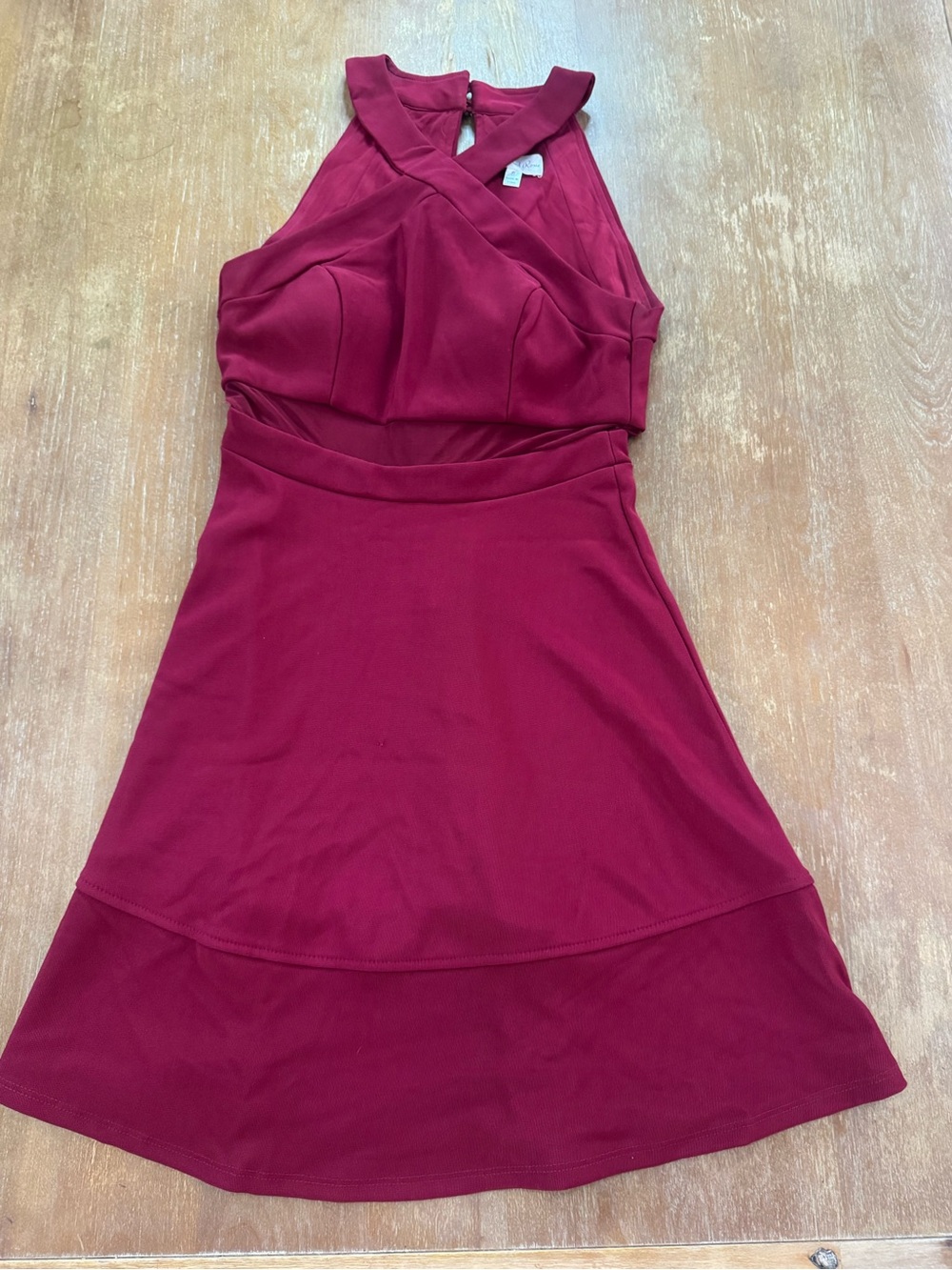 Honey and Rosie Sleeveless Halter Dress in Burgundy